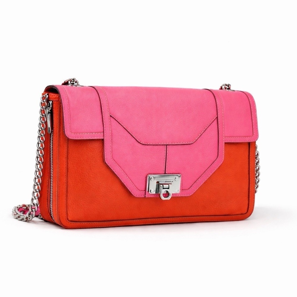 Rebecca Minkoff‎ Allie Leather Crossbody Bag Pink Chain Strap Shoulder Handbag